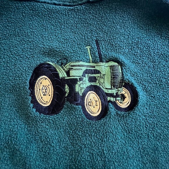 Simply‎ Basic Kids Bath Robe S 6/7 Green Tractor Embroidered Bedtime Lounging - Picture 9 of 10